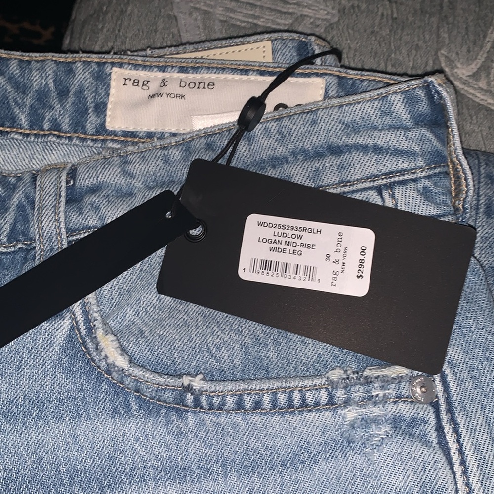 rag & bone Logan Distressed Mid Rise Wide
Leg Jeans Color: Ludlow size 30&31 - Picture 11 of 13